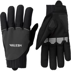 Hestra Bike Reflective Long - 5 Finger Bike Gloves - Dark Grey